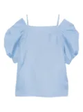 sacai double-faced puff-sleeves dress - Blue