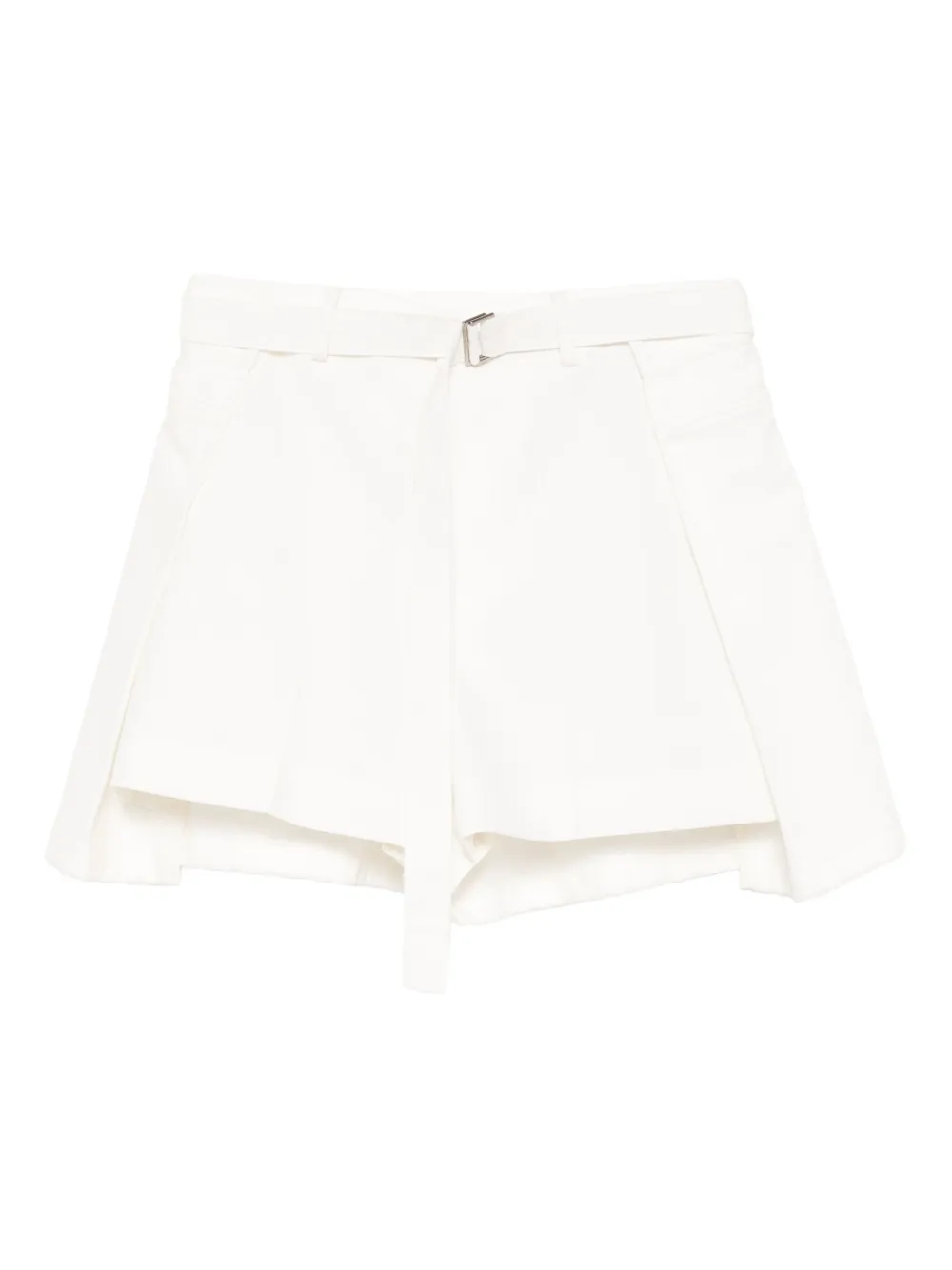 Sacai buckle-belt shorts Wit