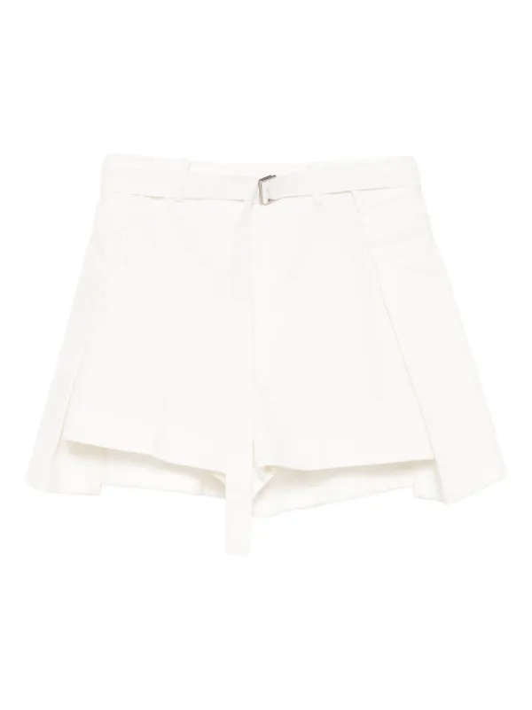 Sacai Buckle-belt Shorts in White