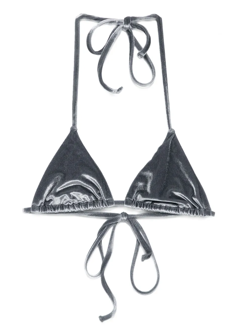 Paloma Wool velvet triangle bikini top | Grey | Image 1