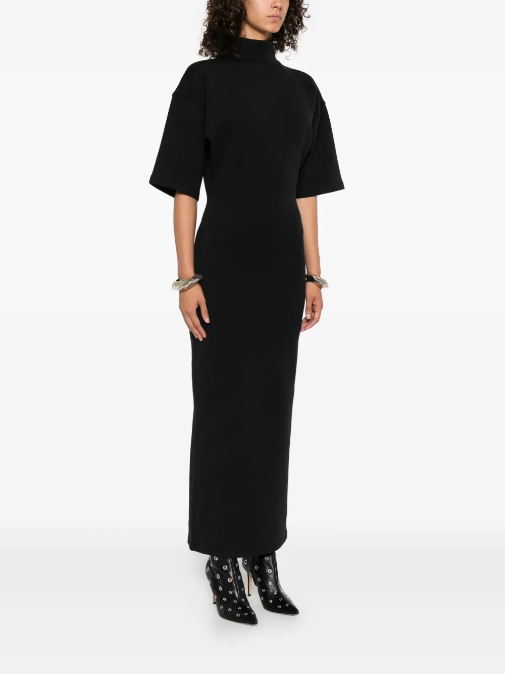 Jean Paul Gaultier Maxi-jurk met hoge hals Zwart