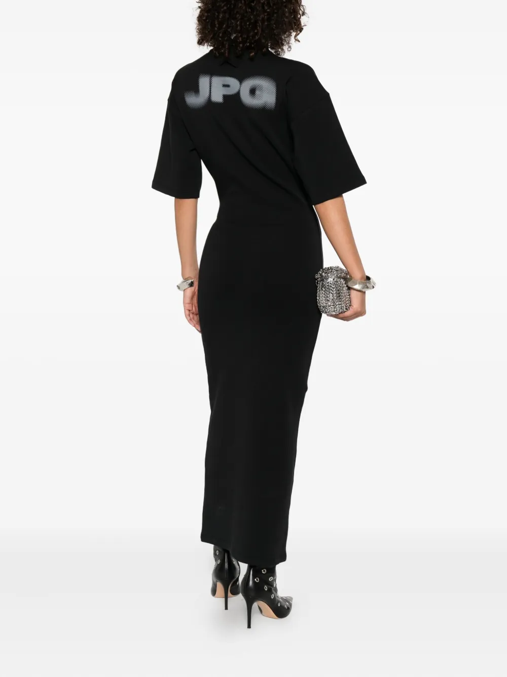 Jean Paul Gaultier Maxi-jurk met hoge hals Zwart