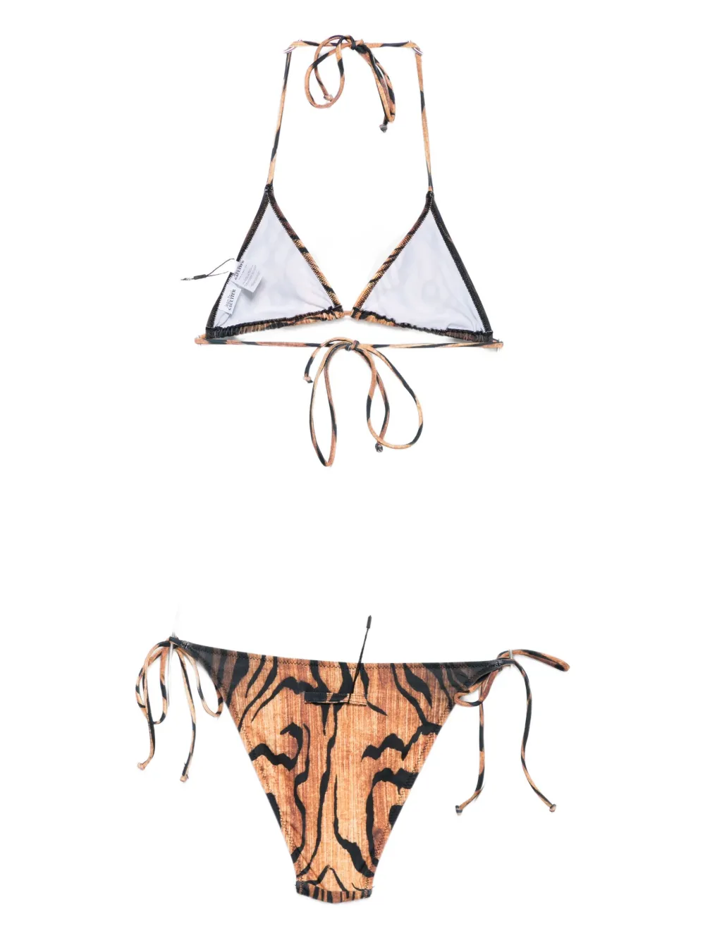 Jean Paul Gaultier Tiger-print Triangle Bikini In Brown