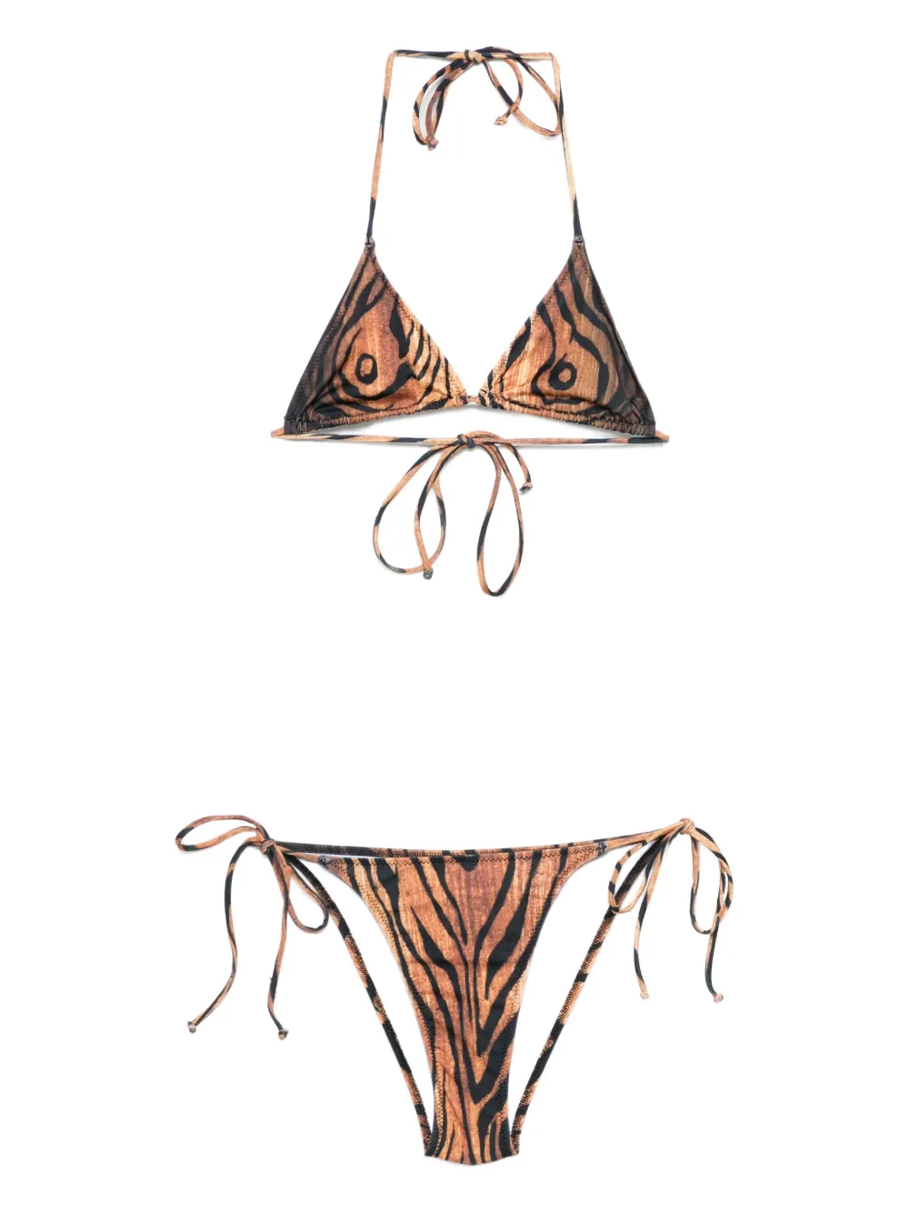 Jean Paul Gaultier tiger-print triangle bikini Bruin