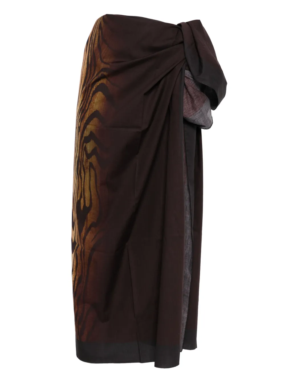 Jean Paul Gaultier Brown Pareo Printed Wood Cover-up Skirt In Brown