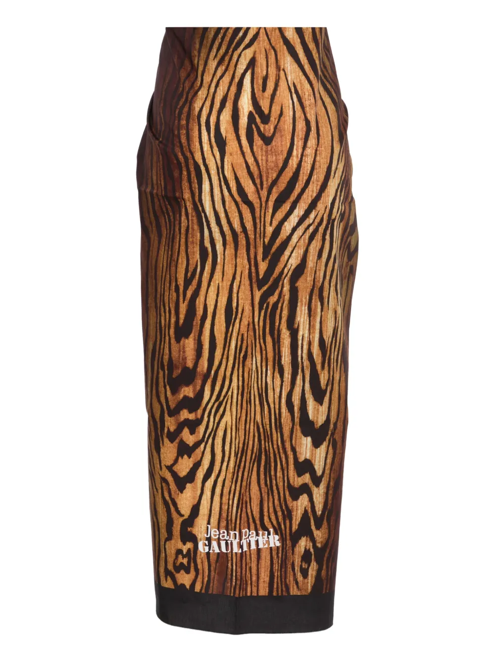 Jean Paul Gaultier Brown Pareo Printed Wood Cover-up Skirt In Brown