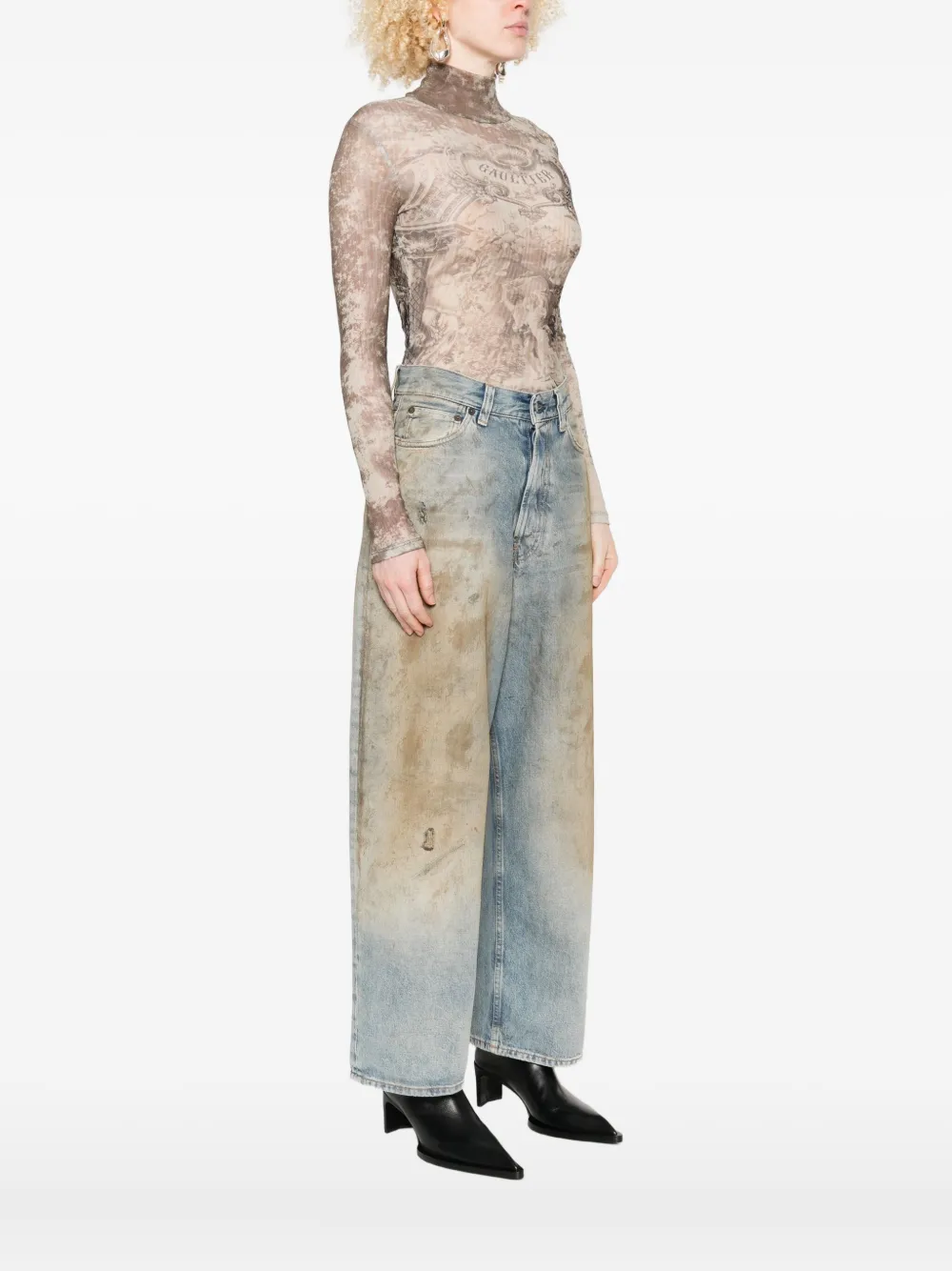 Jean Paul Gaultier Printed Jumpsuit In Gray
