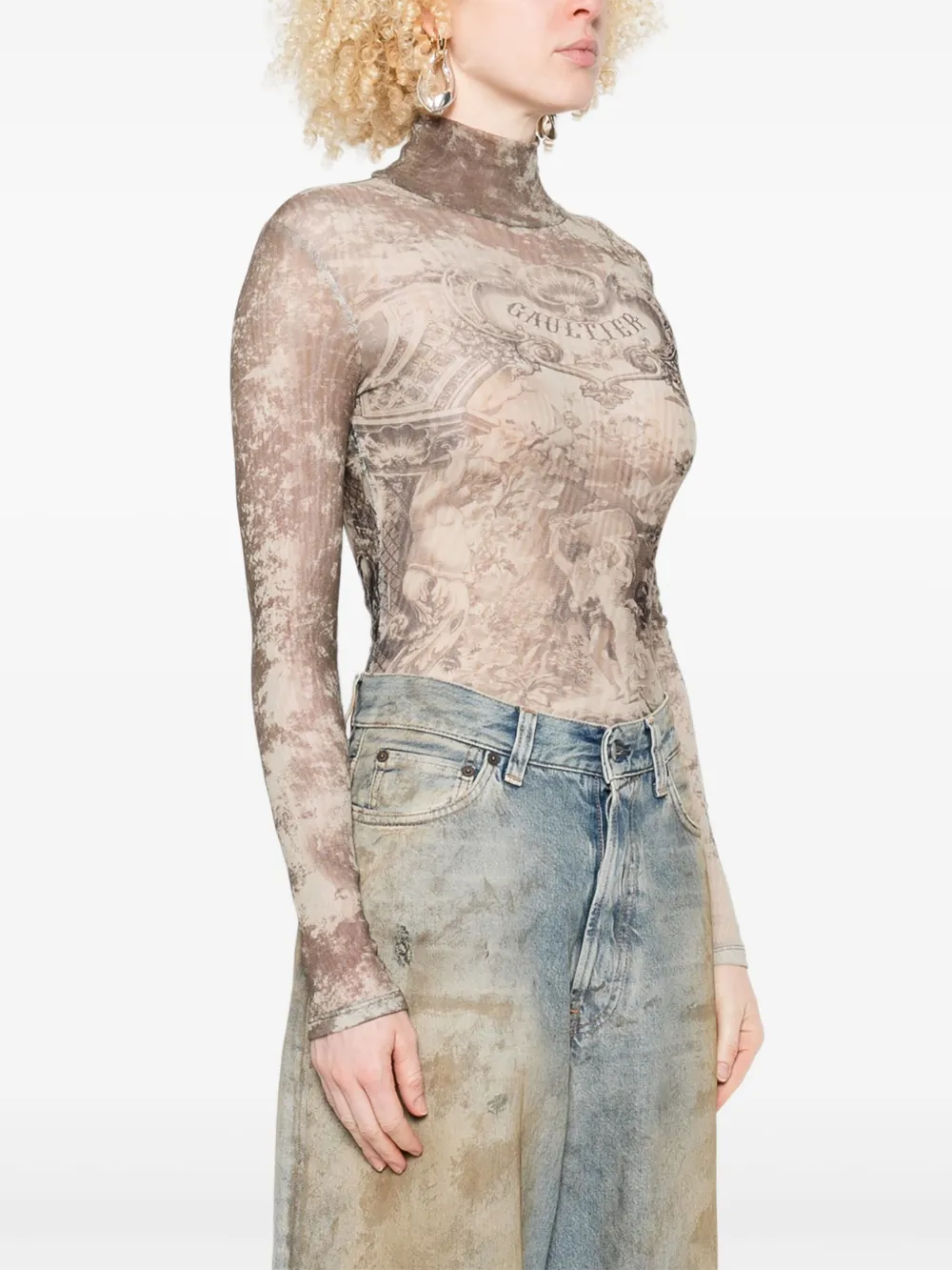 Jean Paul Gaultier Body met Medaillon-print Grijs