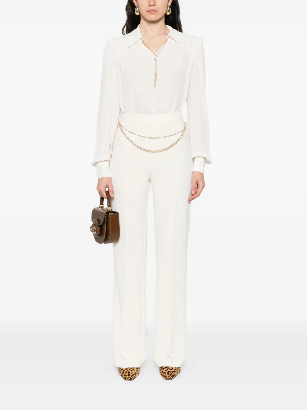 TWINSET chain-embellished polo blouse Wit