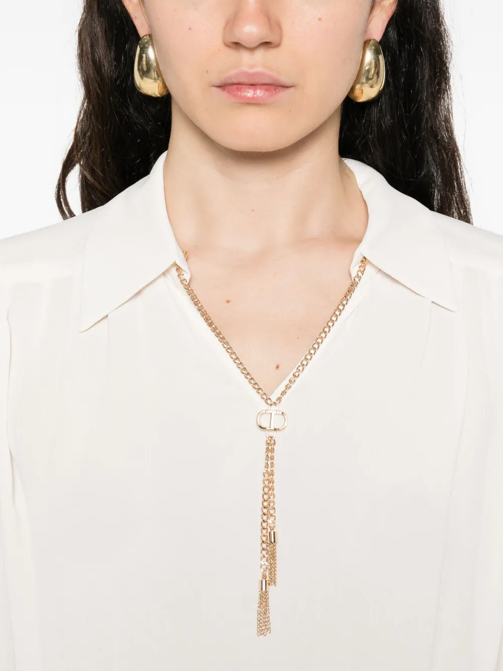 TWINSET chain-embellished polo blouse Wit