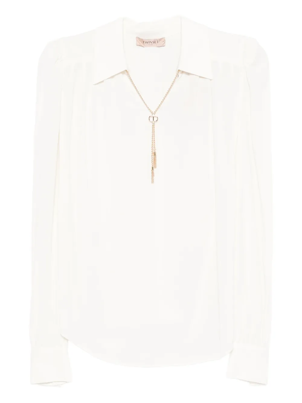 TWINSET chain-embellished polo blouse Wit