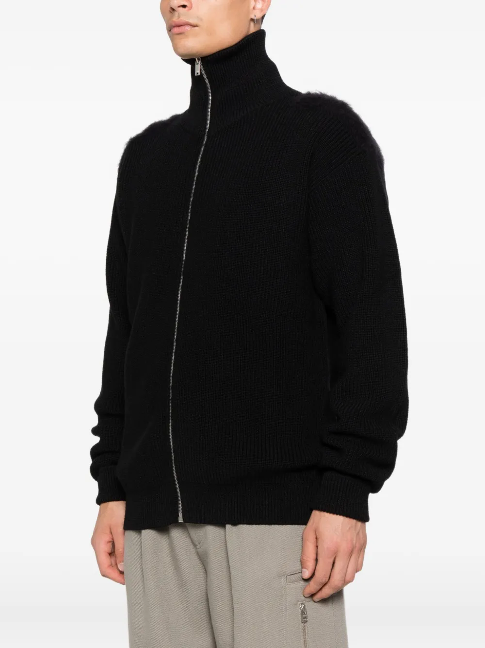 Jil Sander Vest met hoge hals en rits Zwart