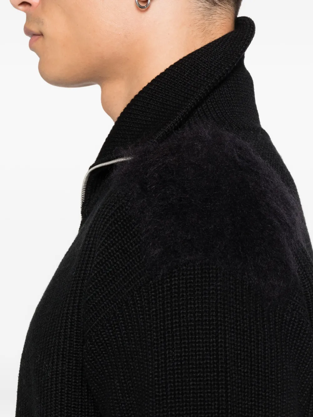 Jil Sander Vest met hoge hals en rits Zwart