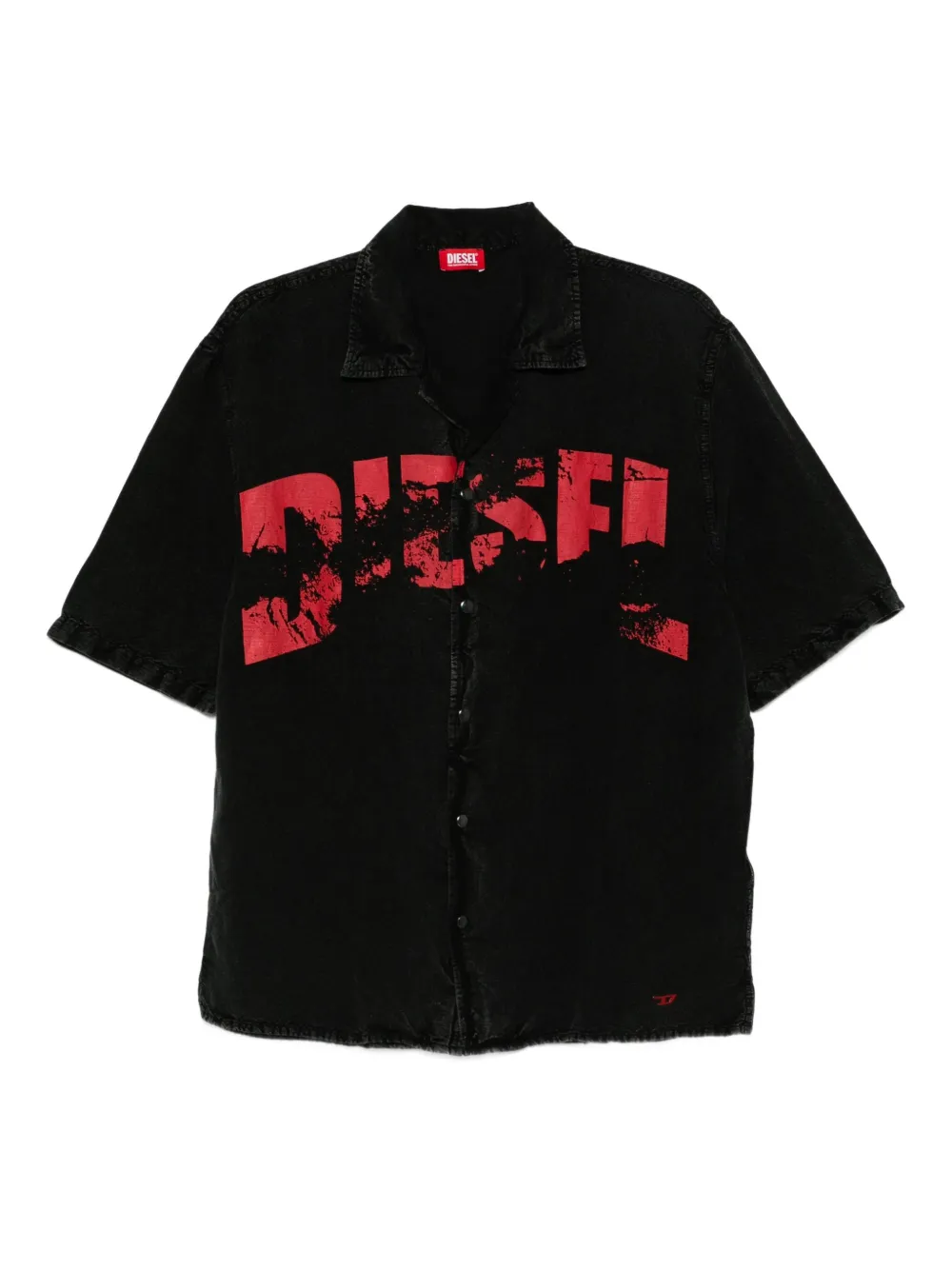 Diesel Charles-D-Pop overhemd met logoprint en korte mouwen Zwart