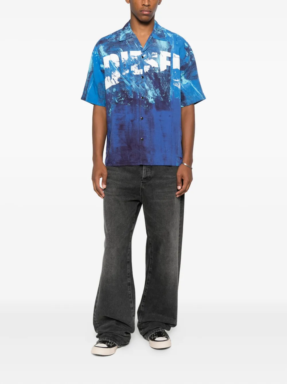Diesel Charles-D-Pop overhemd met logoprint Blauw