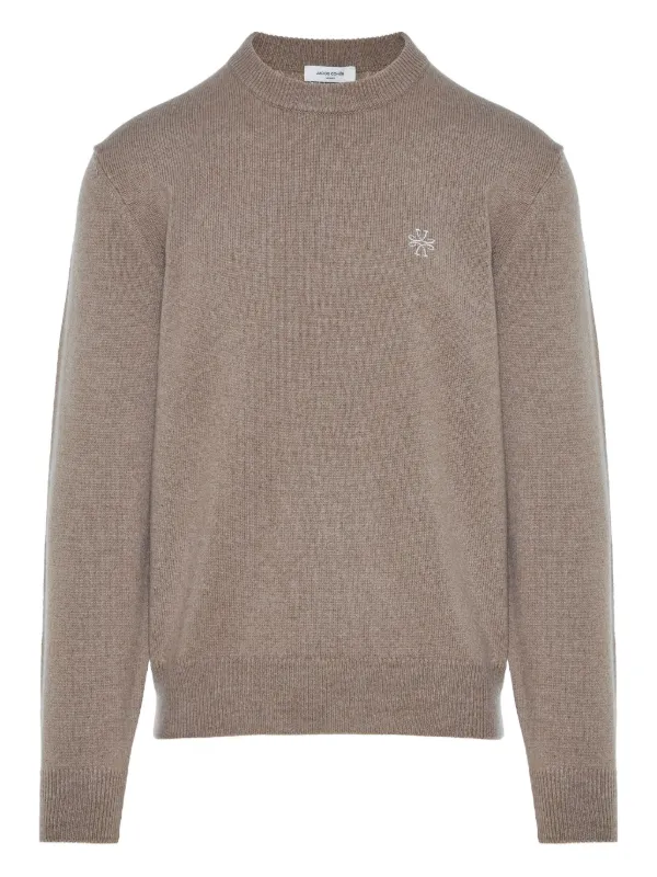 Jacob Cohën Embroidered-logo Crew-neck Sweater in Brown