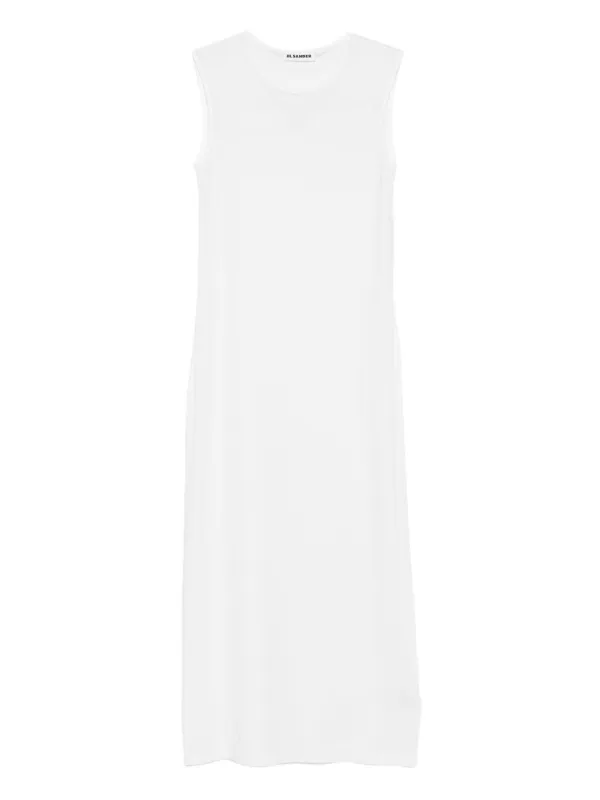 【送料&関税込】Jil Sander White Sleeveless White Dress In C Jil Sander Sleeveless Round Neck A-line Dress In Neutral