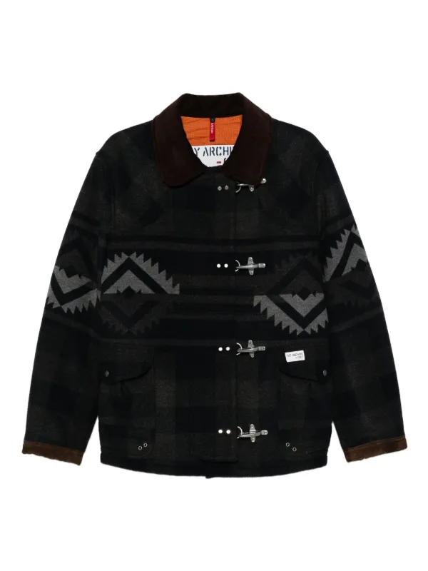 Fay 4-Ganci Yateh Patterned Coat Blue FARFETCH JO