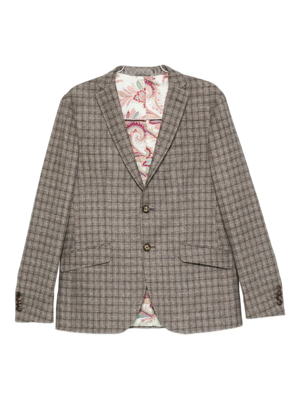 ETRO checked paisley-lined blazer Beige