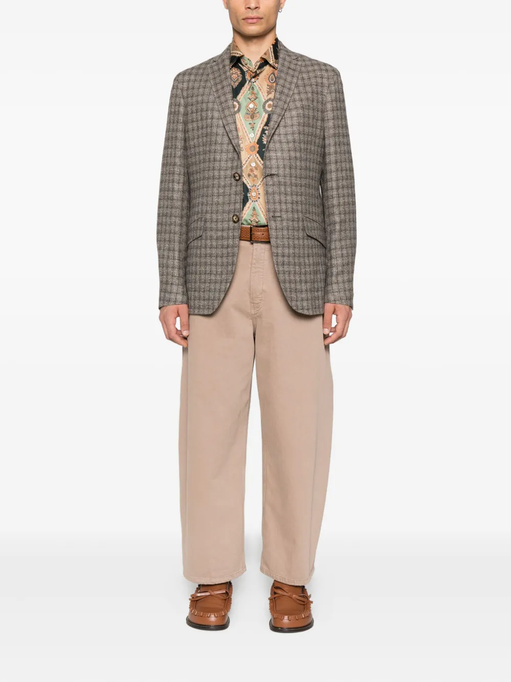 ETRO checked paisley-lined blazer Beige