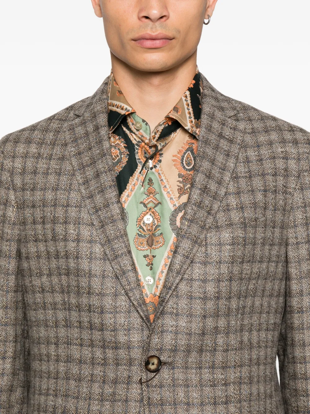 ETRO checked paisley-lined blazer Beige