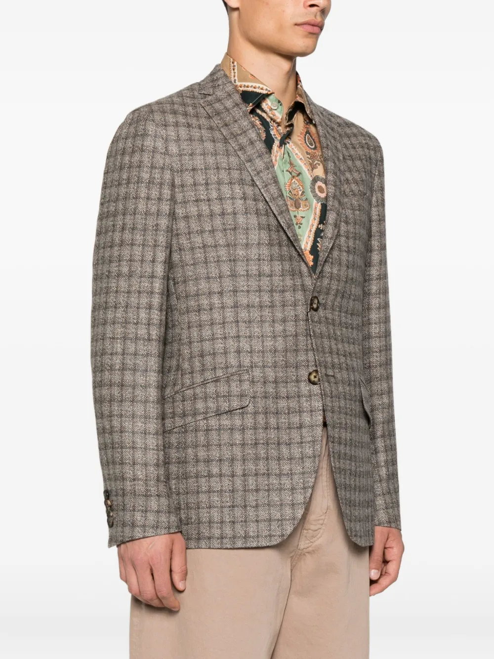 ETRO checked paisley-lined blazer Beige