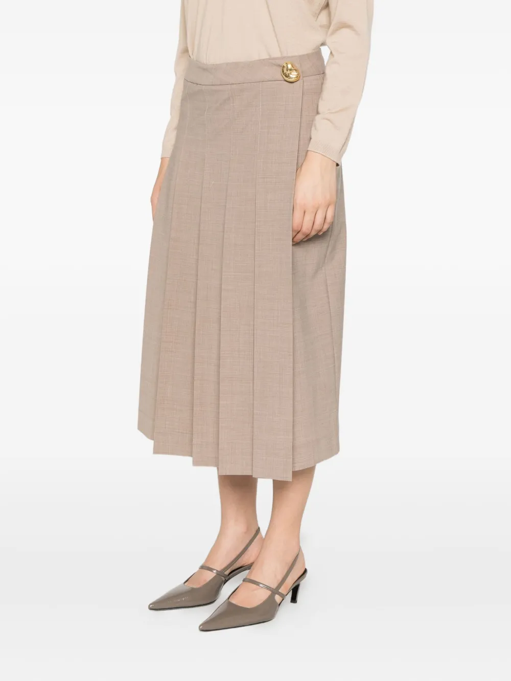 Fabiana Filippi Midi-plooirok met knopen Beige