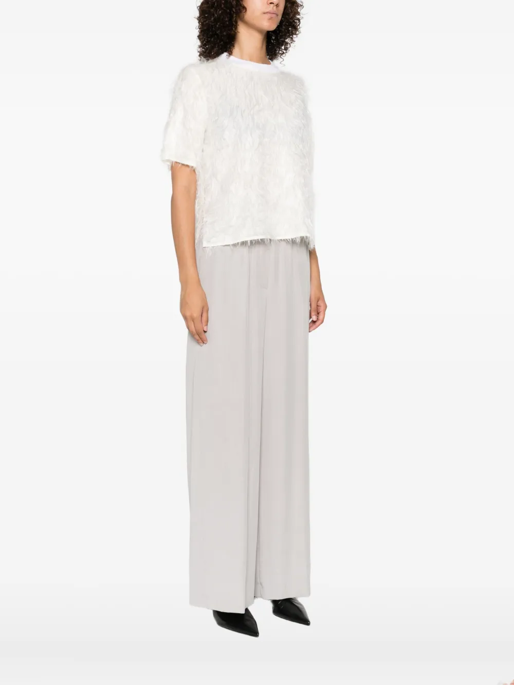 Peserico fringed crew-neck T-shirt Beige