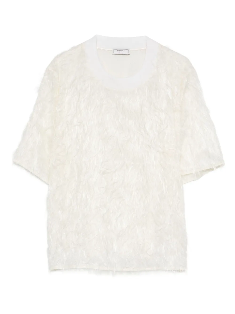 Peserico fringed crew-neck T-shirt Beige