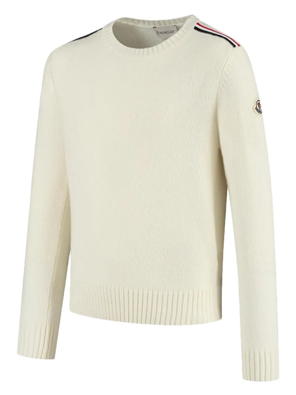 Moncler Enfant stripe-detail crew-neck sweater Beige