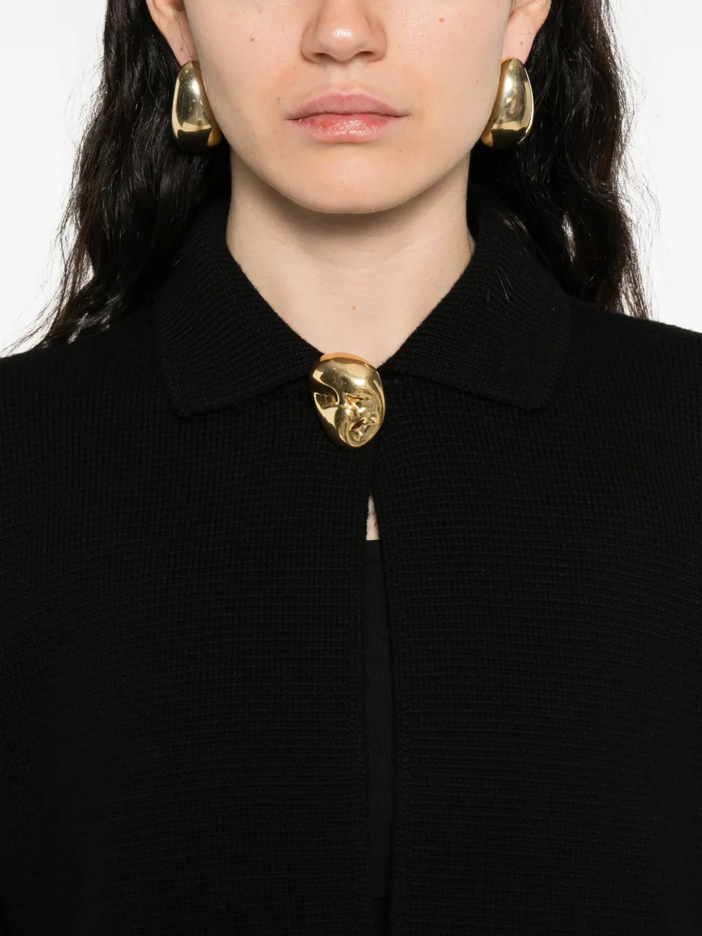 Fabiana Filippi Vest met zak en knoopdetail Zwart
