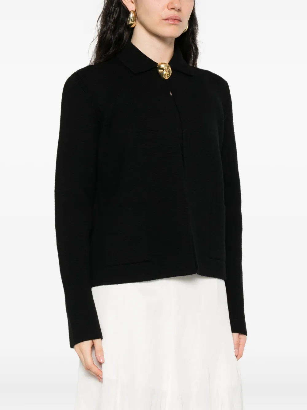 Fabiana Filippi Vest met zak en knoopdetail Zwart