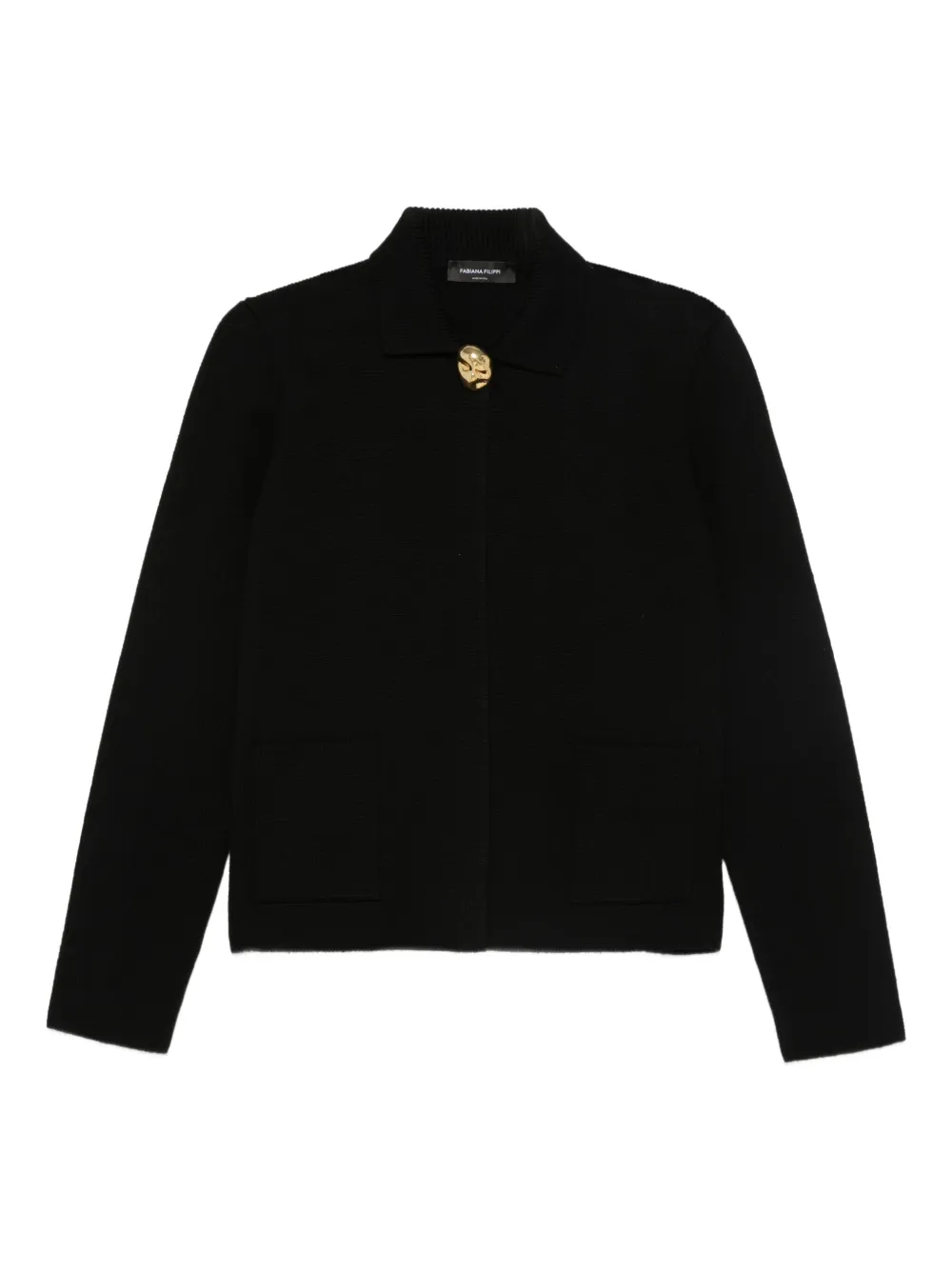 Fabiana Filippi Vest met zak en knoopdetail Zwart