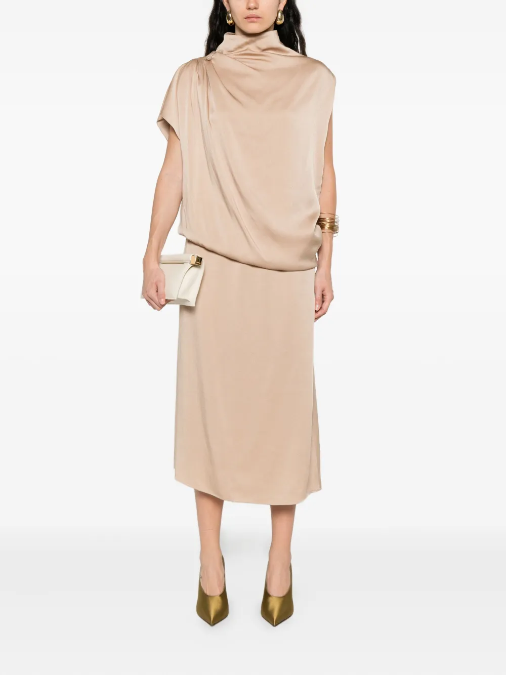 Fabiana Filippi Gedrapeerde midi-jurk - Beige