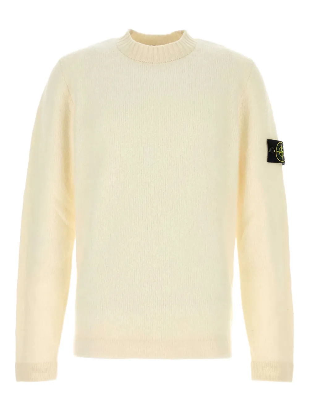 Stone Island logo-patch crew-neck sweater Geel