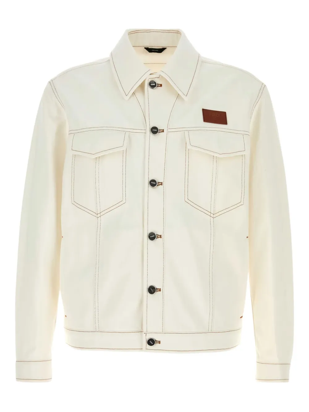 FENDI Jeans denim jack met contrasterend stiksel Wit