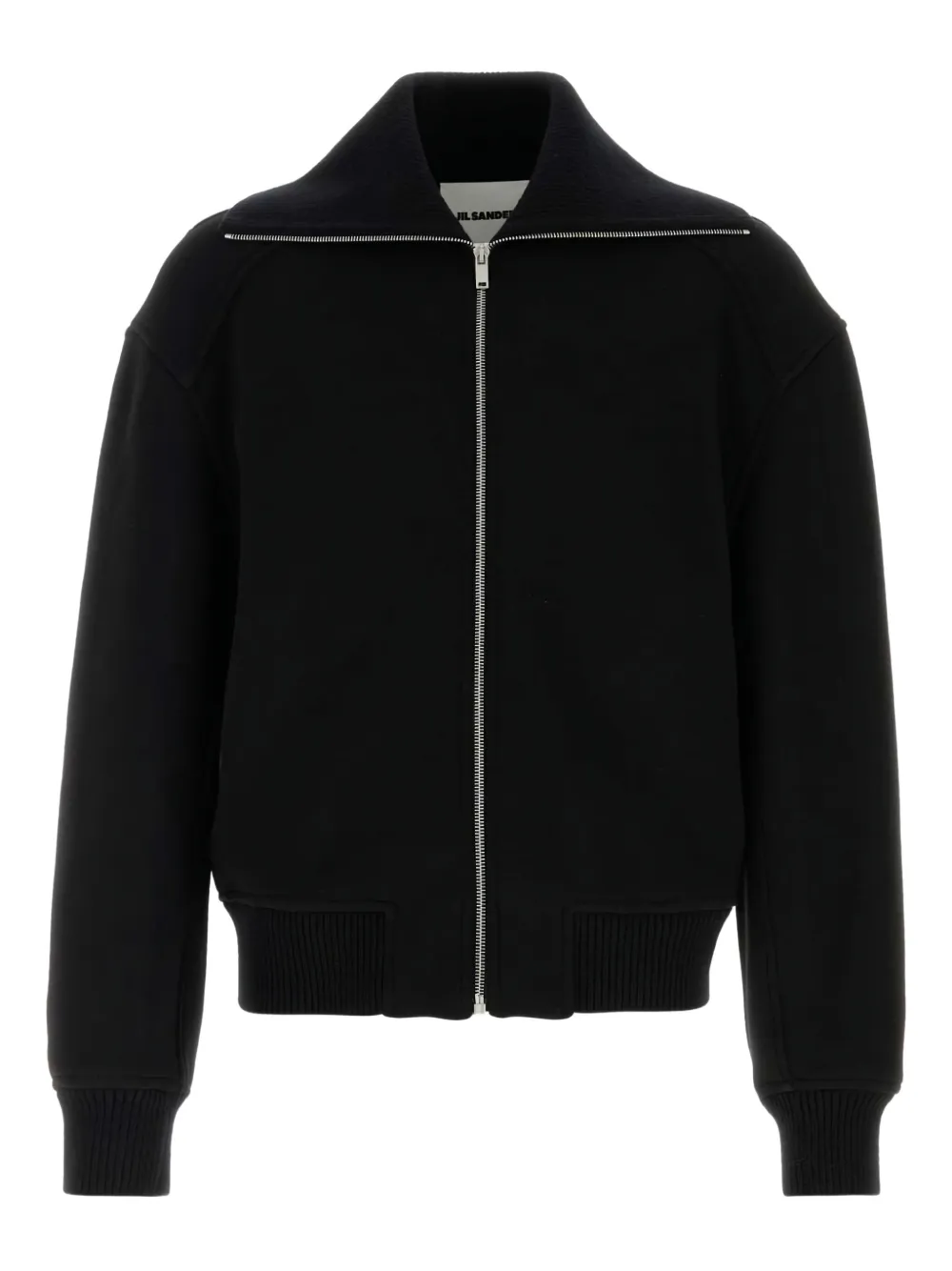 Jil Sander zip-up wool bomber jacket Zwart