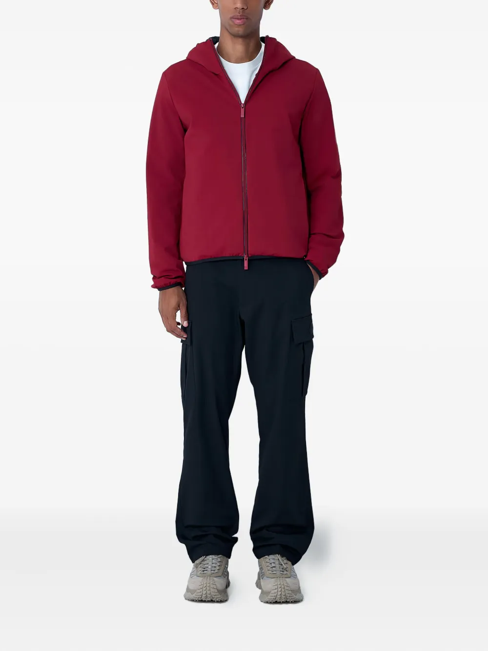Moncler Batisse Hooded Short Down Jacket In Red