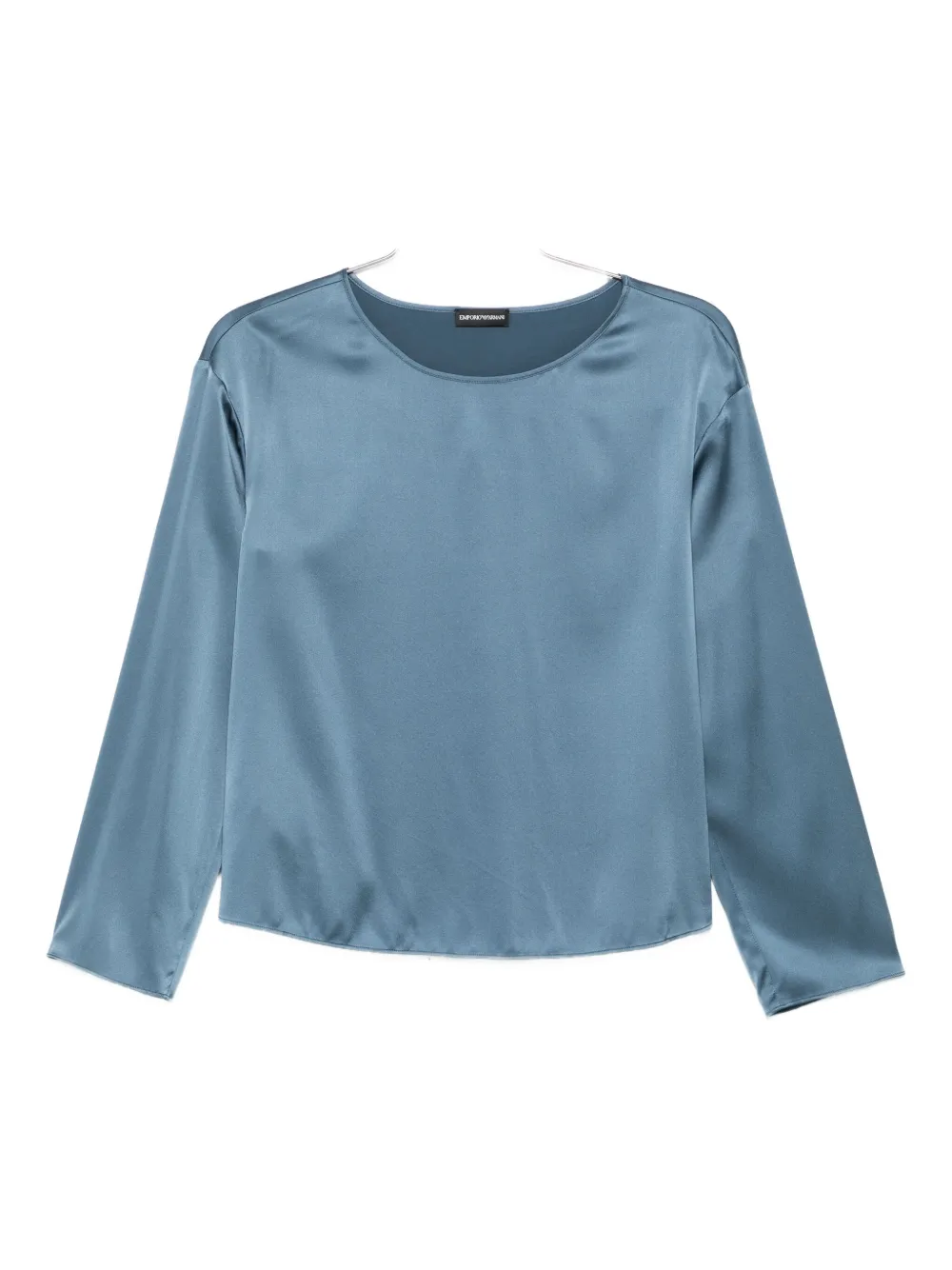 Emporio Armani satin three-quarter sleeve top Blauw
