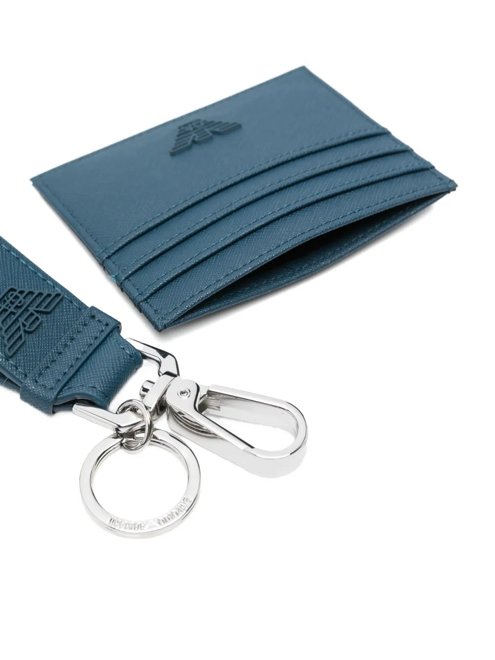 Emporio Armani Pasjeshouder met logo-reliëf en sleutelhanger Blauw
