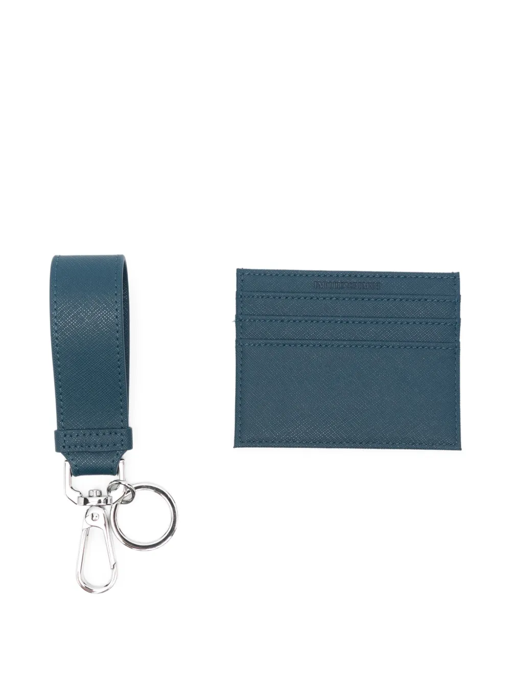 Emporio Armani Pasjeshouder met logo-reliëf en sleutelhanger Blauw