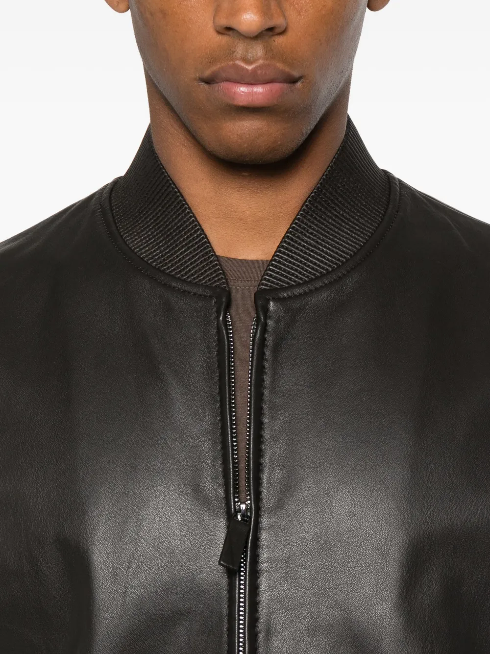 Emporio Armani Leren bomberjack Bruin