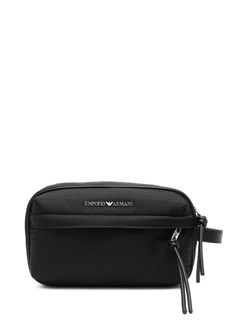 Emporio Armani logo-lettering wash bag Zwart