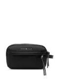 Emporio Armani logo-lettering wash bag - Black