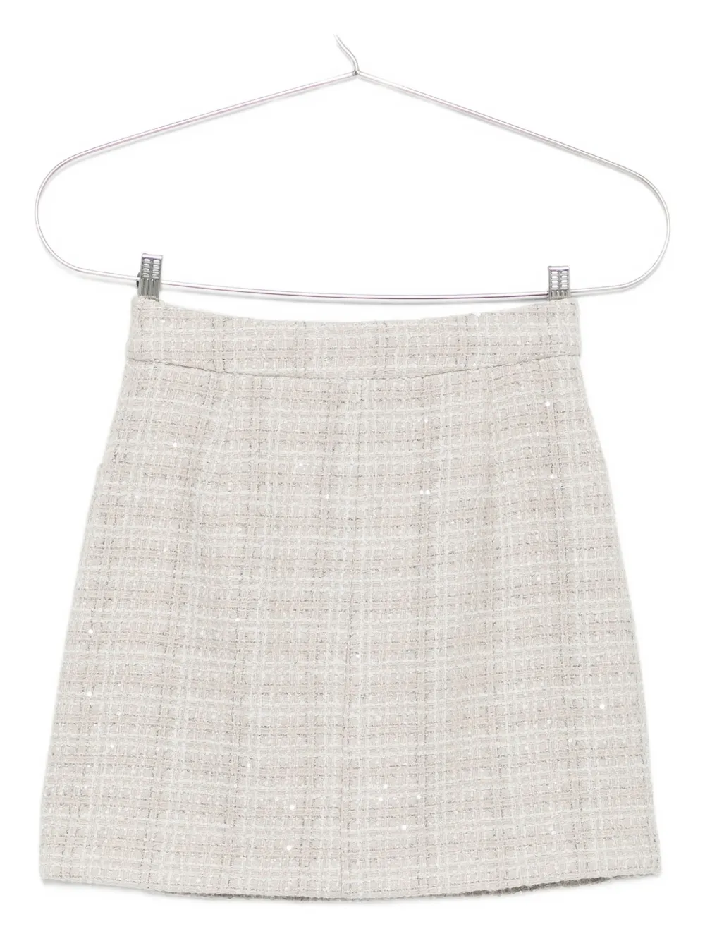 Emporio Armani tweed check-print sequin-detail mini skirt Grijs
