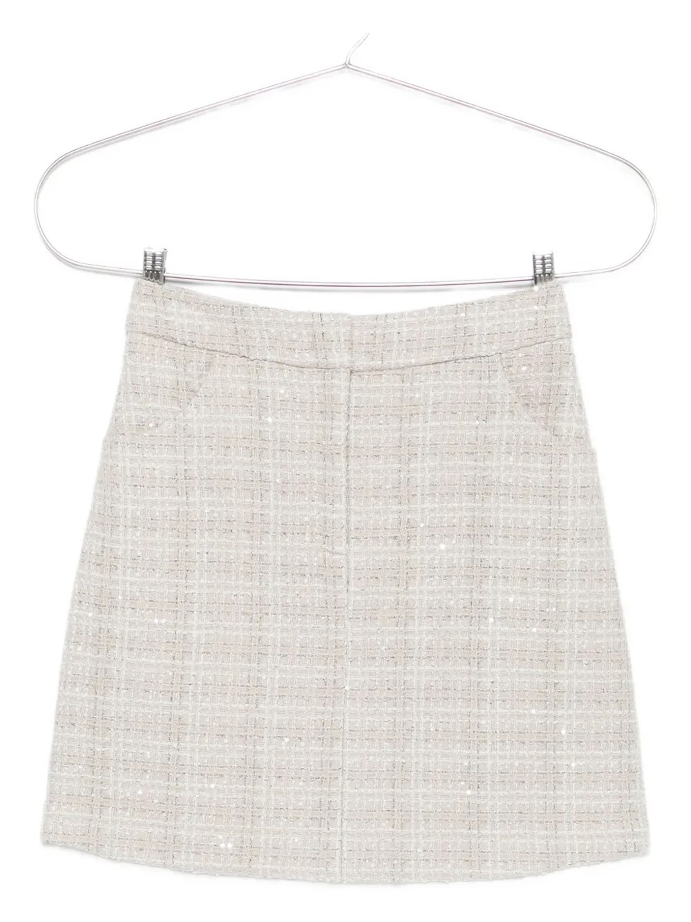Emporio Armani tweed check-print sequin-detail mini skirt Grijs