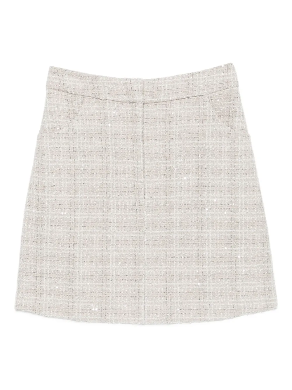 Emporio Armani tweed check-print sequin-detail mini skirt Grijs