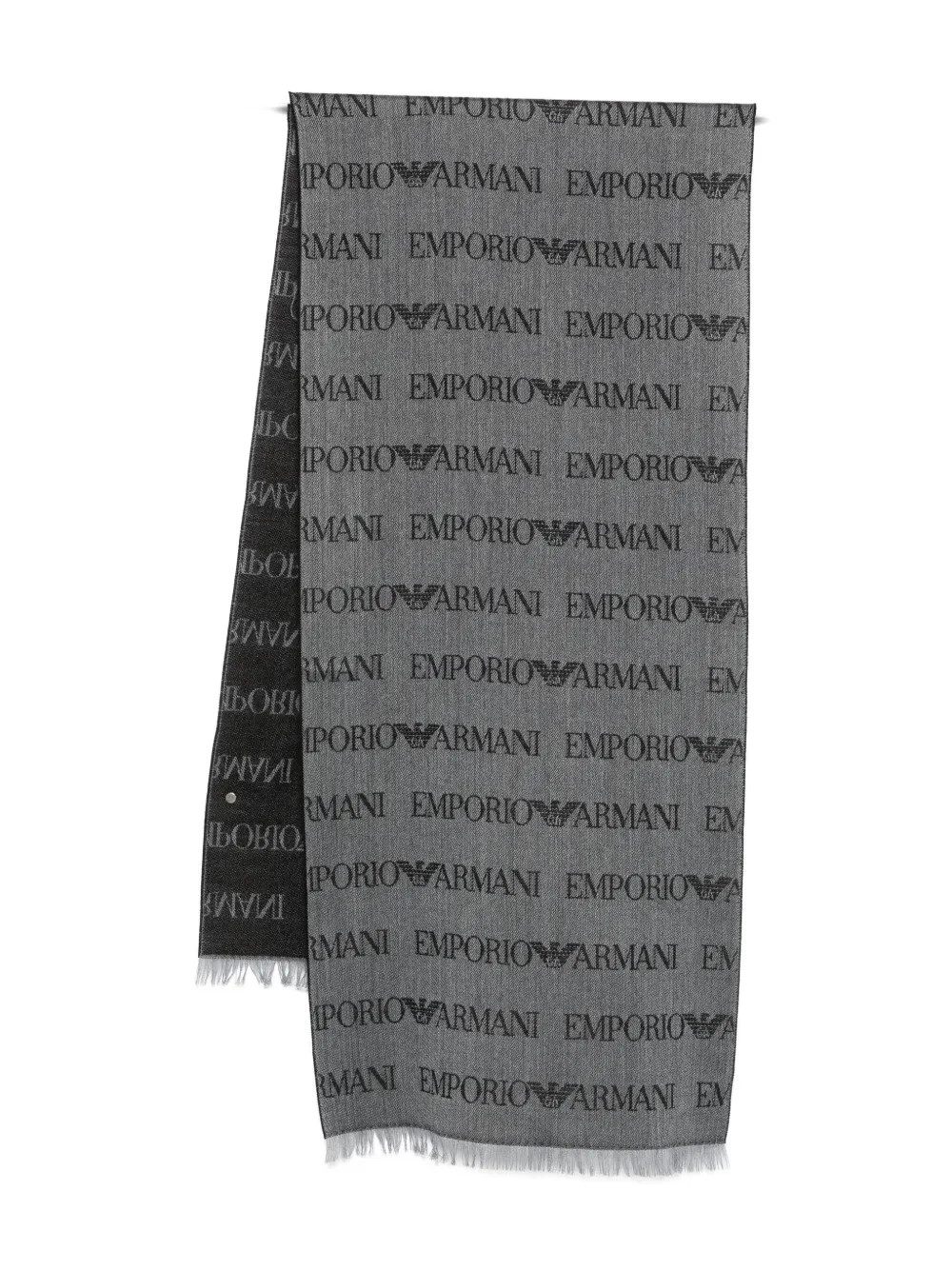 Emporio Armani Monogram-pattern Knitted Scarf In Black