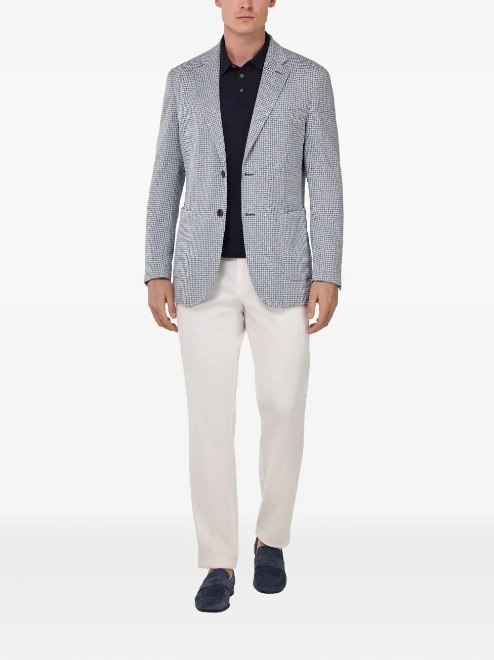 Boggi Milano Blazer met pied-de-poule print Blauw