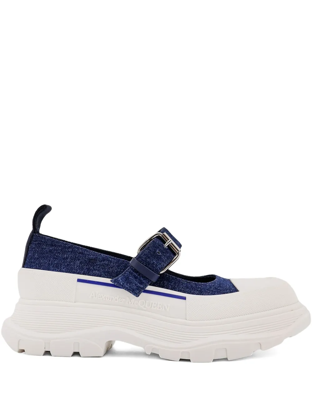 Alexander McQueen Thread Slick buckle-strap mules White